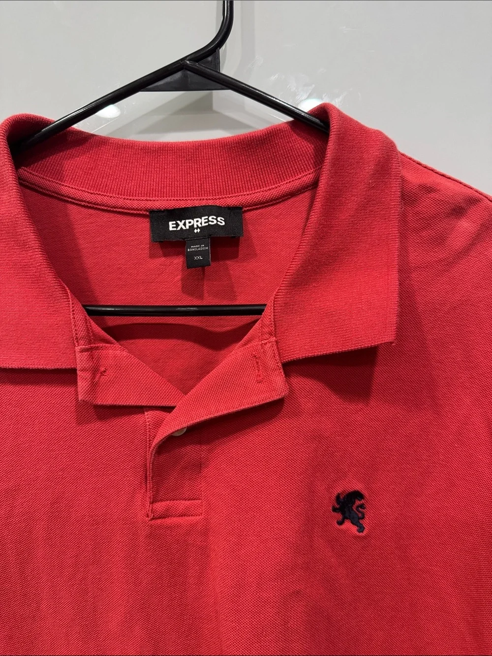 Express Men's Red Pique Short Sleeve Polo Collar Shirt Sz XXL